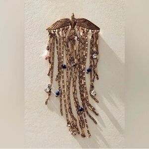 Free People Jewelry Cresta Gold Bird Brooch with Chains